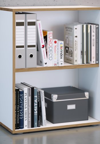 VCM NORDIC Salia B60 kontorhylle, m. 1 justerbar hylle - hvit og naturlig tre