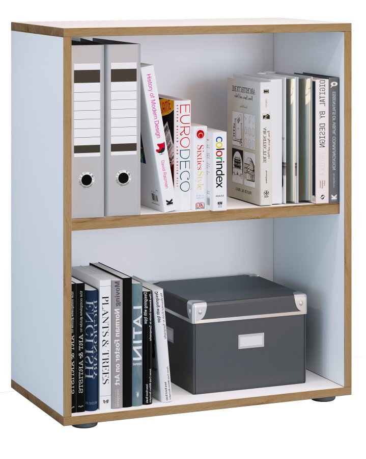 VCM NORDIC Salia B60 kontorhylle, m. 1 justerbar hylle - hvit og naturlig tre