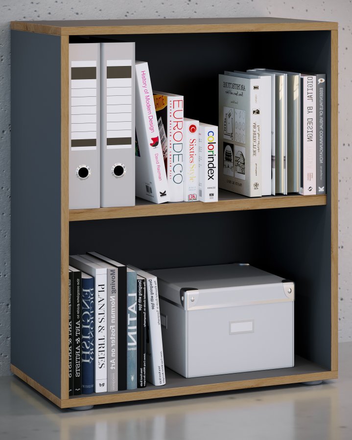 VCM NORDIC Salia B60 Büroregal, mit 1 verstellbaren Boden - Anthrazitgrau und Naturholz