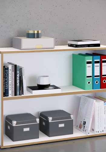 VCM NORDIC Salia B100 Büroregal, mit 1 verstellbaren Boden - Weiß und Naturholz