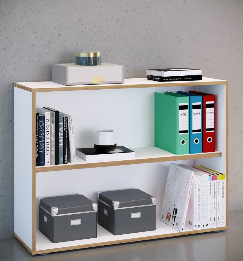 VCM NORDIC Salia B100 Büroregal, mit 1 verstellbaren Boden - Weiß und Naturholz