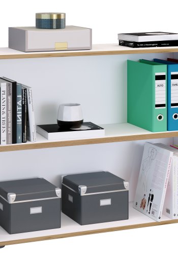 VCM NORDIC Salia B100 Büroregal, mit 1 verstellbaren Boden - Weiß und Naturholz