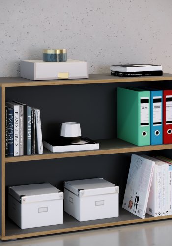 VCM NORDIC Salia B100 Büroregal, mit 1 verstellbaren Boden - Anthrazitgrau und Naturholz