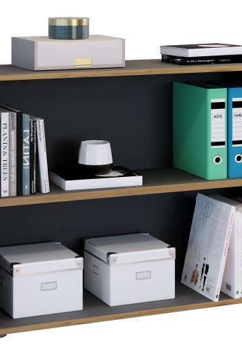 VCM NORDIC Salia B100 Büroregal, mit 1 verstellbaren Boden - Anthrazitgrau und Naturholz