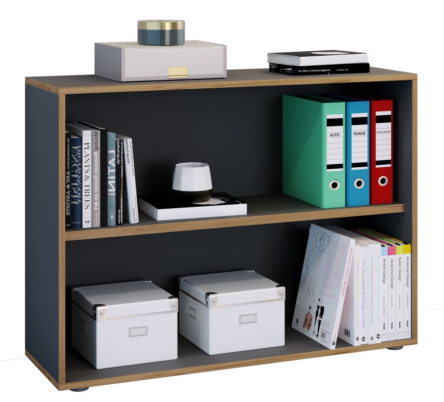 VCM NORDIC Salia B100 Büroregal, mit 1 verstellbaren Boden - Anthrazitgrau und Naturholz