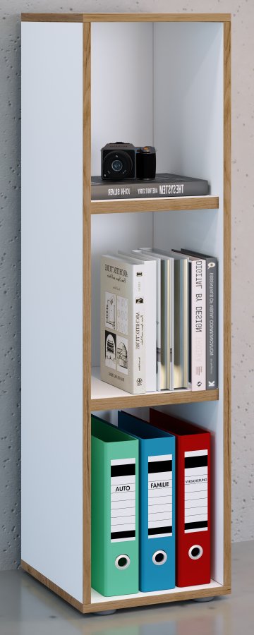 VCM NORDIC Salia B30 Büroregal, mit 2 verstellbaren Böden - Weiß und Naturholz