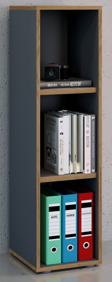 VCM NORDIC Salia B30 Büroregal, mit 2 verstellbaren Böden - Anthrazitgrau und Naturholz