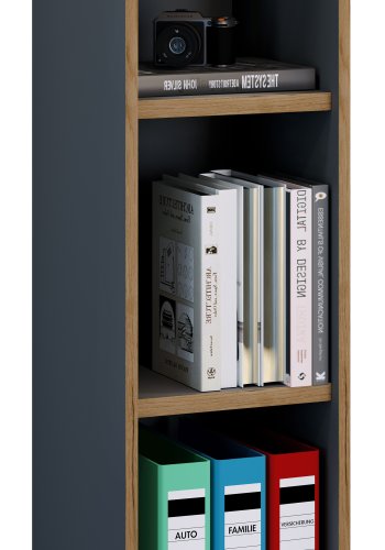 VCM NORDIC Salia B30 Büroregal, mit 2 verstellbaren Böden - Anthrazitgrau und Naturholz