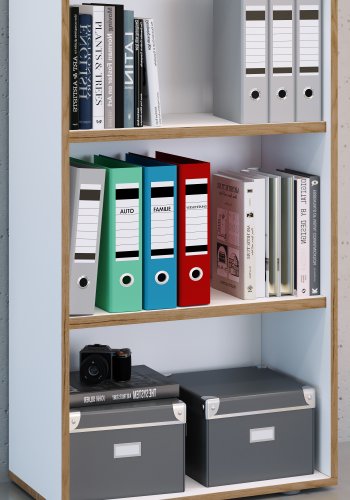 VCM NORDIC Salia B60 Büroregal, mit 2 verstellbaren Böden - Weiß und Naturholz