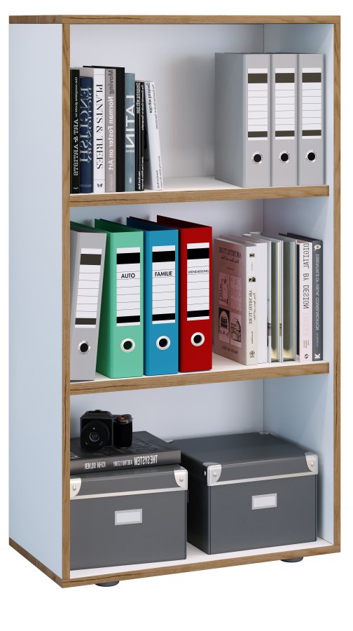 VCM NORDIC Salia B60 Büroregal, mit 2 verstellbaren Böden - Weiß und Naturholz