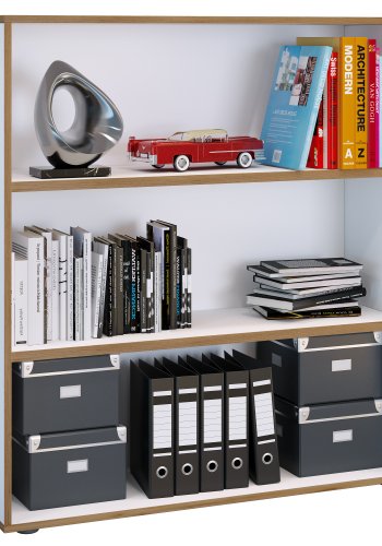 VCM NORDIC Salia B100 Büroregal, mit 2 verstellbaren Böden - Weiß und Naturholz