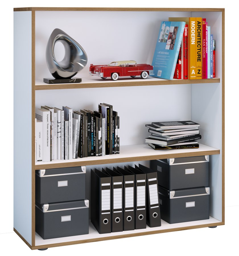 VCM NORDIC Salia B100 Büroregal, mit 2 verstellbaren Böden - Weiß und Naturholz