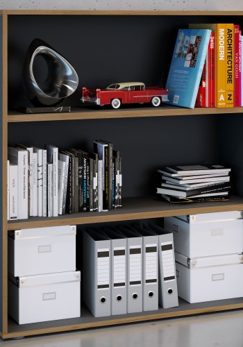 VCM NORDIC Salia B100 Büroregal, mit 2 verstellbaren Böden - Anthrazitgrau und Naturholz