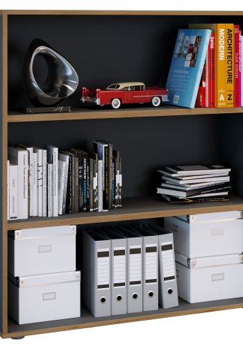 VCM NORDIC Salia B100 Büroregal, mit 2 verstellbaren Böden - Anthrazitgrau und Naturholz