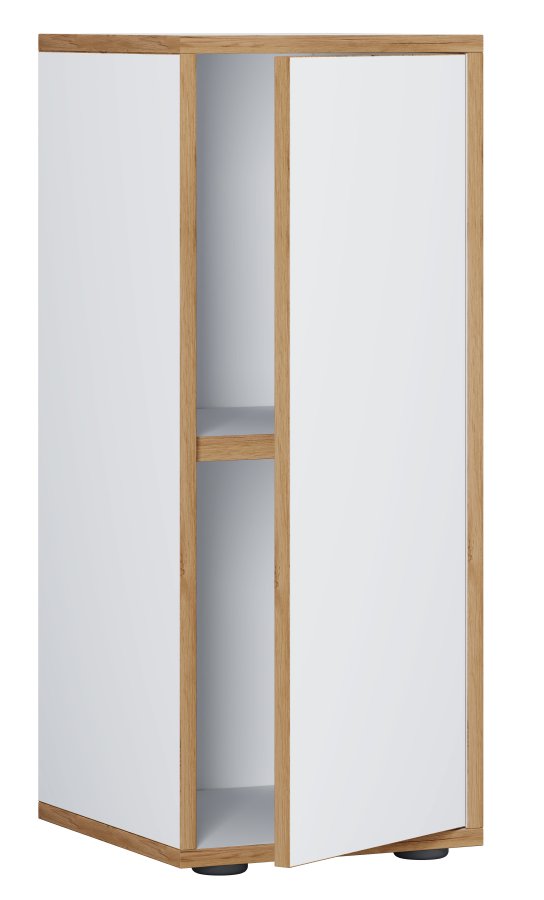VCM NORDIC Salia B30 Büroregal, mit 1 Tür und 1 verstellbarem Boden - Weiß und Naturholz