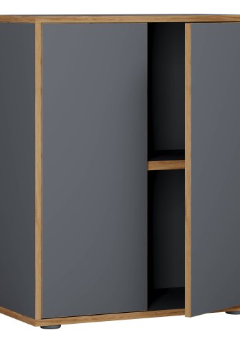 VCM NORDIC Salia B60 Büroregal mit 2 Türen und 1 verstellbarem Boden - Anthrazitgrau und Naturholz