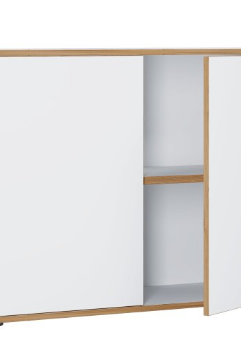 VCM NORDIC Salia B100 kontorbokhylle, m. 2 drer og 1 justerbar hylle - hvit og naturlig tre