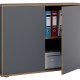 VCM NORDIC Salia B100 Büroregal mit 2 Türen und 1 verstellbarem Boden - Anthrazitgrau und Naturholz