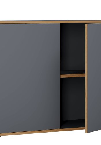 VCM NORDIC Salia B100 Büroregal mit 2 Türen und 1 verstellbarem Boden - Anthrazitgrau und Naturholz