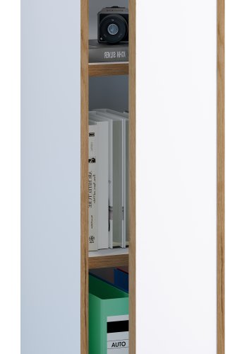 VCM NORDIC Salia B30 Büroregal, mit 1 Tür und 2 verstellbaren Böden - Weiß und Naturholz