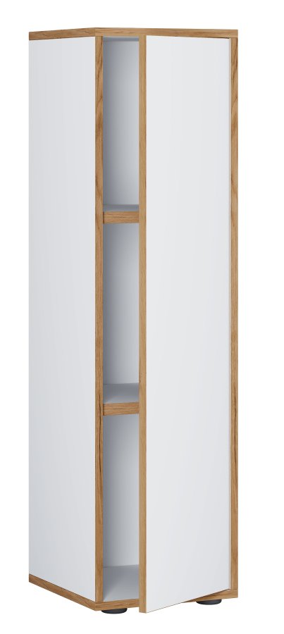 VCM NORDIC Salia B30 Büroregal, mit 1 Tür und 2 verstellbaren Böden - Weiß und Naturholz