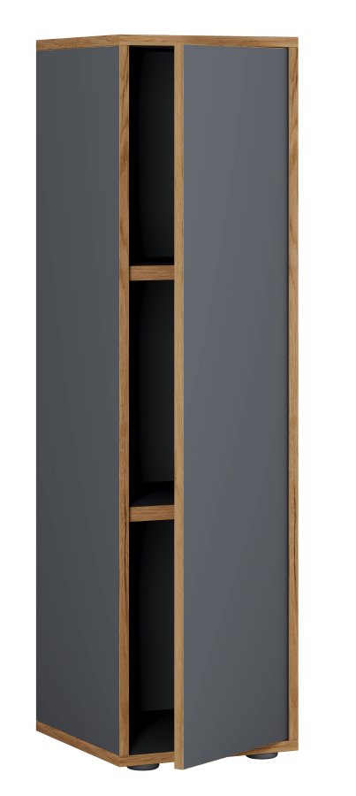 VCM NORDIC Salia B30 Büroregal, mit 1 Tür und 2 verstellbaren Böden - Anthrazitgrau und Naturholz