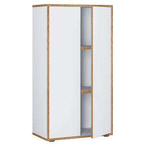 VCM NORDIC Salia B60 kontorbokhylle, med 2 drer og 2 justerbare hyller - hvit og naturlig tre