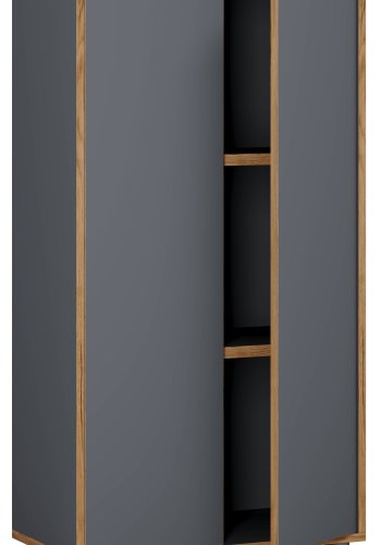 VCM NORDIC Salia B60 Büroregal mit 2 Türen und 2 verstellbaren Einlegeböden – Anthrazitgrau und Naturholz