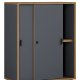 VCM NORDIC Salia B60 Büroregal, m. 2 Schiebetüren, Schloss, 1 verstellbarer Boden - Anthrazitgrau und Naturholz
