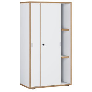 VCM NORDIC Salia B60 kontorhylle, m. 2 skyvedrer, ls og 2 justerbare hyller - hvit og naturlig tre