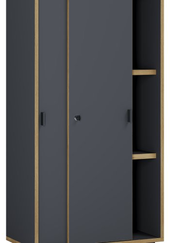 VCM NORDIC Salia B60 Büroregal, mit 2 Schiebetüren, Schloss und 2 verstellbaren Böden - Anthrazit und Naturholz