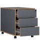 VCM NORDIC Salia T 45 Aktenschrank, abschließbar, mit 3 Schubladen und Rollen – Anthrazitgrau und Naturholz