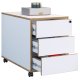 VCM NORDIC Salia T 70 Aktenschrank, abschließbar, mit 3 Schubladen und Rollen – Weiß und Naturholz