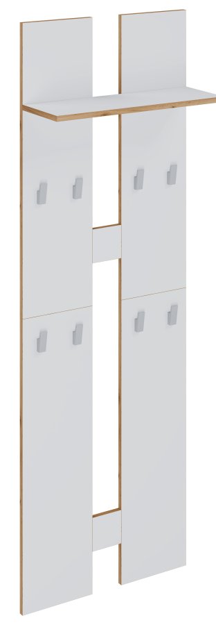 VCM NORDIC Salia L klesstativ, m. hattehylle og 8 kroker - hvit/natur tre