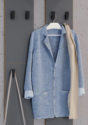 VCM NORDIC Garderobenständer Salia L, mit Hutablage und 8 Haken - Anthrazitgrau/Naturholz