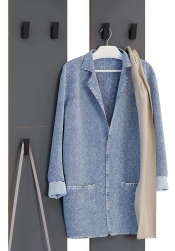 VCM NORDIC Garderobenständer Salia L, mit Hutablage und 8 Haken - Anthrazitgrau/Naturholz