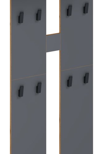 VCM NORDIC Garderobenständer Salia L, mit Hutablage und 8 Haken - Anthrazitgrau/Naturholz