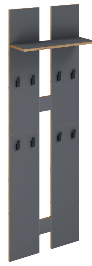 VCM NORDIC Garderobenständer Salia L, mit Hutablage und 8 Haken - Anthrazitgrau/Naturholz