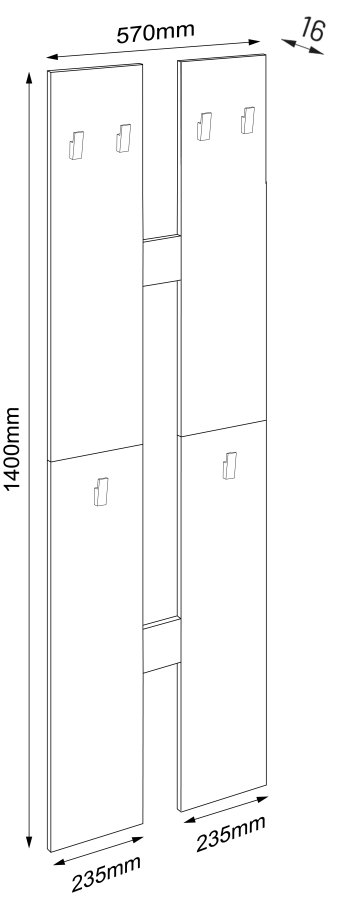 VCM NORDIC Salia M klesstativ, m. 6 kroker - hvit/naturlig tre