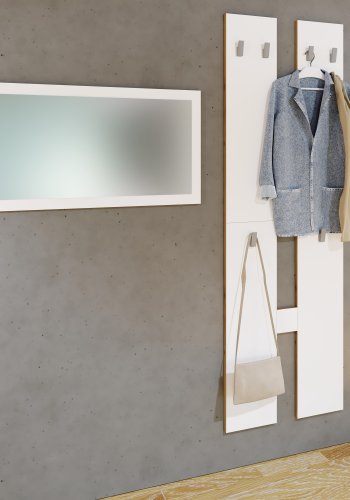 VCM NORDIC Salia M klesstativ, m. 6 kroker - hvit/naturlig tre