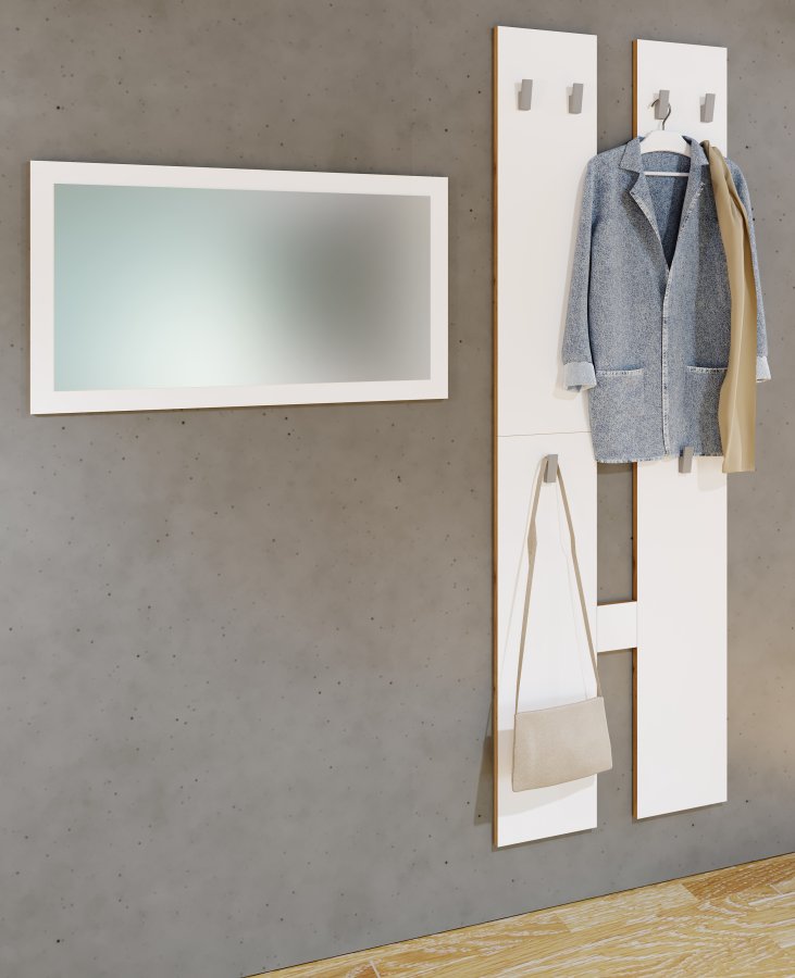 VCM NORDIC Salia M klesstativ, m. 6 kroker - hvit/naturlig tre