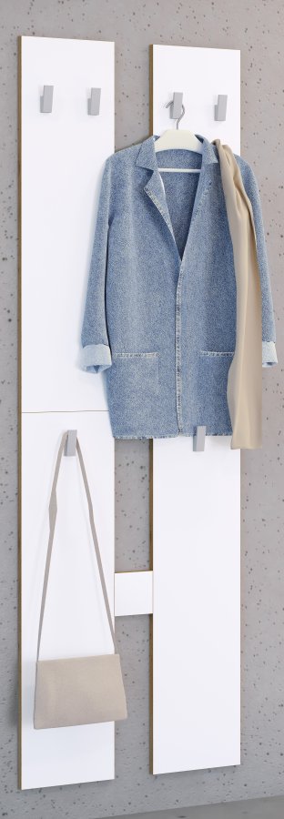 VCM NORDIC Salia M klesstativ, m. 6 kroker - hvit/naturlig tre