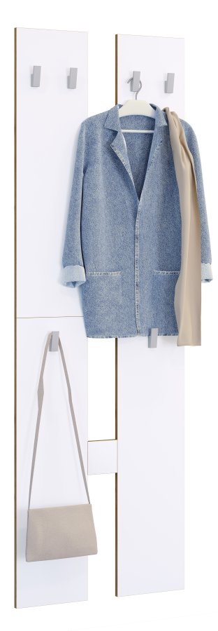 VCM NORDIC Salia M klesstativ, m. 6 kroker - hvit/naturlig tre