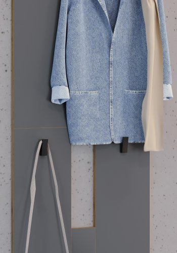 VCM NORDIC Salia M Garderobenständer, mit 6 Haken - Anthrazitgrau/Naturholz