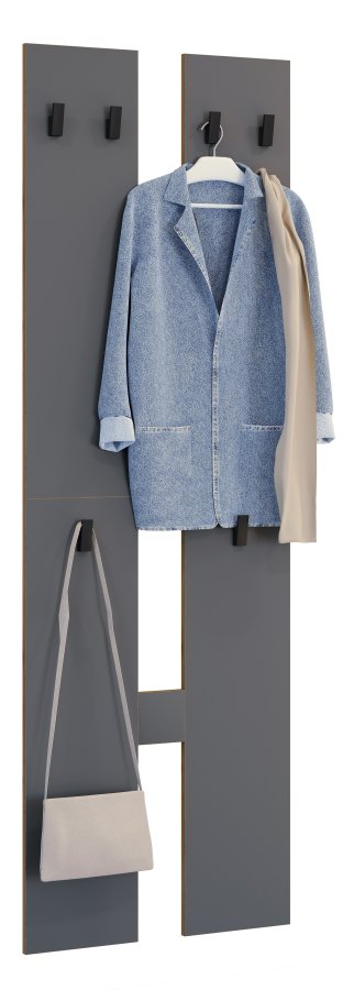 VCM NORDIC Salia M Garderobenständer, mit 6 Haken - Anthrazitgrau/Naturholz