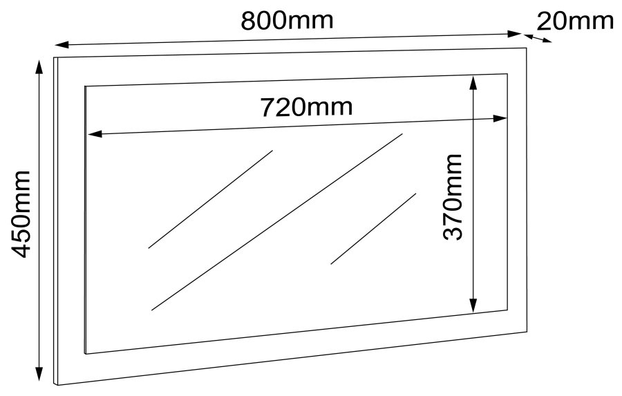 VCM NORDIC Salia Wandspiegel, rechteckig – Spiegelglas und Anthrazitgrau/Naturholz (45x80)