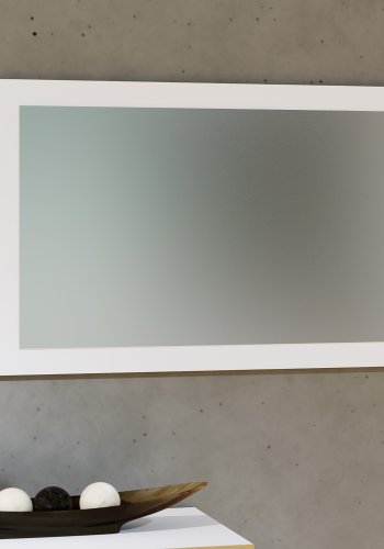 VCM NORDIC Salia Wandspiegel, rechteckig – Spiegelglas und Weiß/Naturholz (45x80)