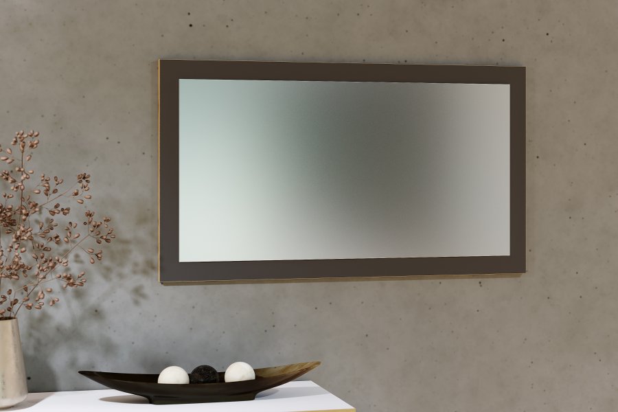 VCM NORDIC Salia Wandspiegel, rechteckig – Spiegelglas und Anthrazitgrau/Naturholz (45x80)