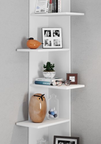 VCM NORDIC Balos XL Eckwandregal - weißes Holz