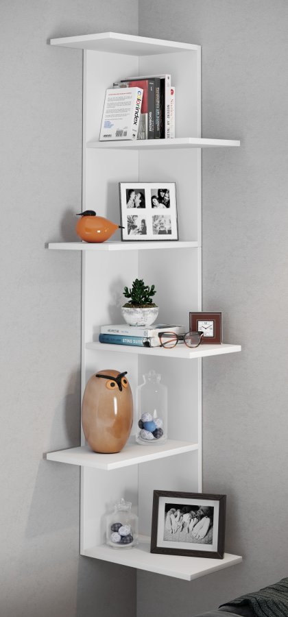 VCM NORDIC Balos XL Eckwandregal - weißes Holz